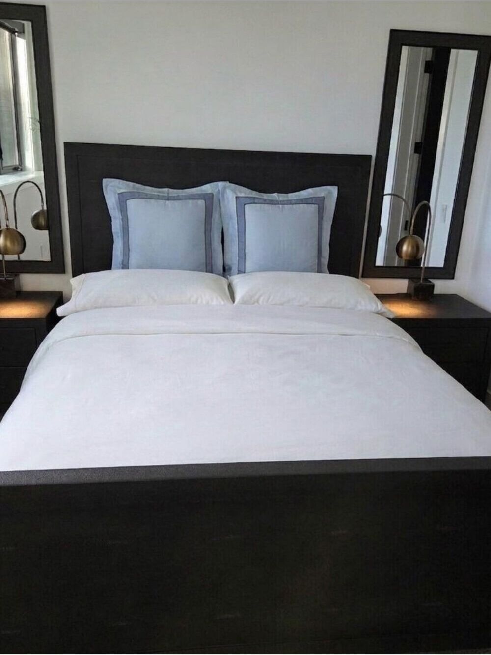 Restoration Hardware (RH) Hotel Border Euro Shams - Set of 2 (Ice Blue/Espresso)